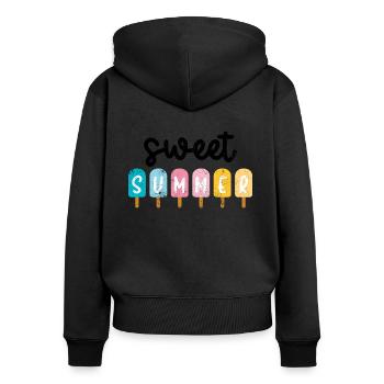 EIS SOMMER SÜß REISE URLAUB STRAND PALME SEE MOTIV - Frauen Premium Bio Zip Hoodie - Schwarz - Hinten - Julia (174cm)
