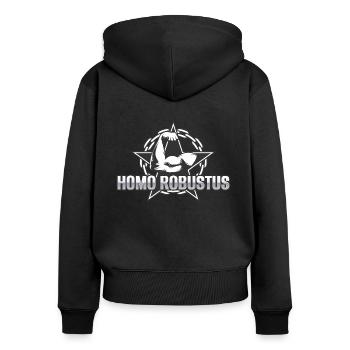HOMO ROBUSTUS FORCE FITNESS GYM MOTIF SPORTIF DICTON - Sweat à capuche zippé Premium bio Femme - noir - Dos - Julia (174cm)