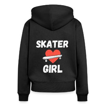Skater Girl Geschenk Herz Liebe Skateboard Fahren - Frauen Premium Bio Zip Hoodie - Schwarz - Hinten - Julia (174cm)