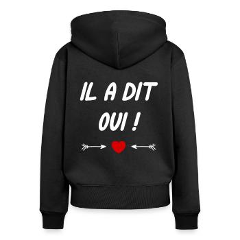 Il a dit oui - Sweat à capuche zippé Premium bio Femme - noir - Dos - Julia (174cm)