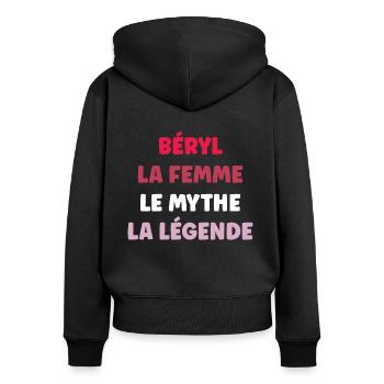 beryl la femme le mythe la légende - Sweat à capuche zippé Premium bio Femme - noir - Dos - Julia (174cm)