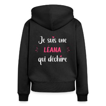 léana qui déchire - Sweat à capuche zippé Premium bio Femme - noir - Dos - Julia (174cm)