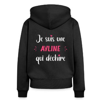 AYLINE qui déchire - Sweat à capuche zippé Premium bio Femme - noir - Dos - Julia (174cm)