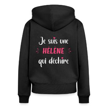Je suis une Hélène qui déchire - Sweat à capuche zippé Premium bio Femme - noir - Dos - Julia (174cm)