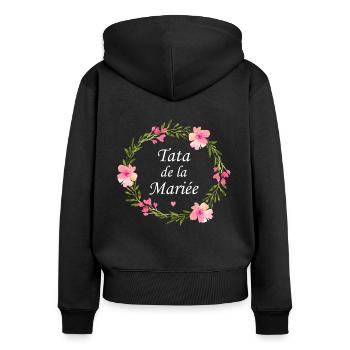Tata de la mariée - Sweat à capuche zippé Premium bio Femme - noir - Dos - Julia (174cm)