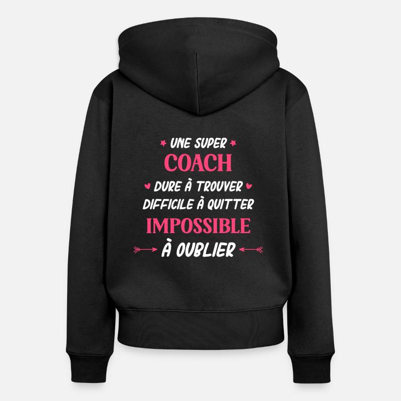 Super coach - Sweat à capuche zippé Premium bio Femme - noir