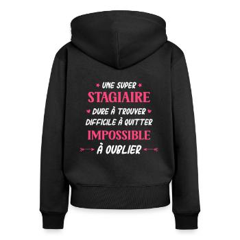 Super Stagiaire - Sweat à capuche zippé Premium bio Femme - noir - Dos - Julia (174cm)