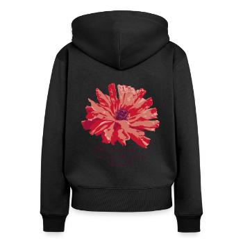 Flowers are a smile from heaven - Frauen Premium Bio Zip Hoodie - Schwarz - Hinten - Julia (174cm)