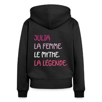 La femme le mythe julia - Sweat à capuche zippé Premium bio Femme - noir - Dos - Julia (174cm)