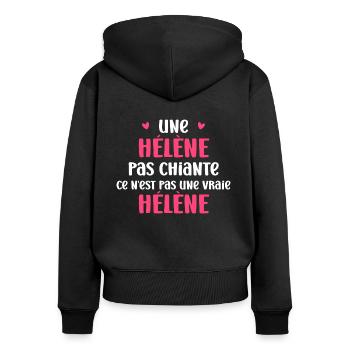 Hélène - Sweat à capuche zippé Premium bio Femme - noir - Dos - Julia (174cm)