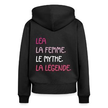 La femme le mythe léa - Sweat à capuche zippé Premium bio Femme - noir - Dos - Julia (174cm)