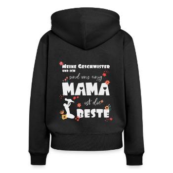 Mama ist die beste - Frauen Premium Bio Zip Hoodie - Schwarz - Hinten - Julia (174cm)