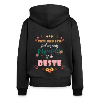 Mama ist die beste - Frauen Premium Bio Zip Hoodie - Schwarz - Hinten - Julia (174cm)