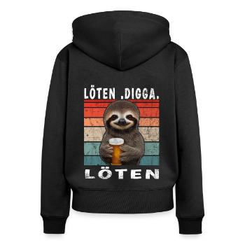 Löten Digga Löten - Frauen Premium Bio Zip Hoodie - Schwarz - Hinten - Julia (174cm)