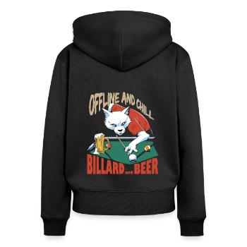 Billard and Beer, Offline Chill, Billard Spruch - Frauen Premium Bio Zip Hoodie - Schwarz - Hinten - Julia (174cm)