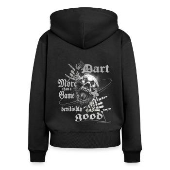 Dart design devilishly good, Dart devilishly good, - Women's Premium Organic Zip Hoodie - black - Back - Julia (174cm)