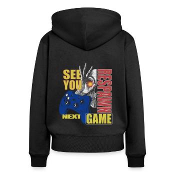 Gamer, Gambler Outfit mit Spruch: See You Next Game - Sweat à capuche zippé Premium bio Femme - noir - Dos - Julia (174cm)