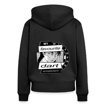 Dart Anime Motiv, Dartspieler + Anime Fans - Frauen Premium Bio Zip Hoodie - Schwarz - Hinten - Julia (174cm)