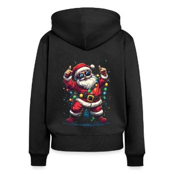 Vintage Weihnachtsmann Weihnachten X-Mas Vibes - Frauen Premium Bio Zip Hoodie - Schwarz - Hinten - Julia (174cm)