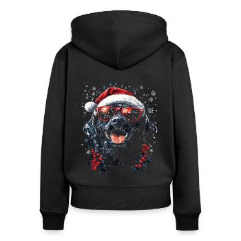 Labrador Schwarz Weihnachten - Frauen Premium Bio Zip Hoodie - Schwarz - Hinten - Julia (174cm)