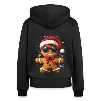 Weihnachten Lebkuchenmann Gingerbread Man - Frauen Premium Bio Zip Hoodie - Schwarz - Hinten - Julia (174cm)