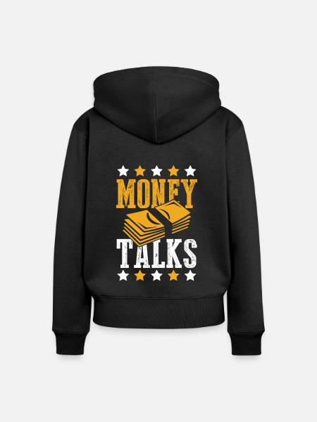 geld spricht talks - Frauen Premium Bio Zip Hoodie - Schwarz