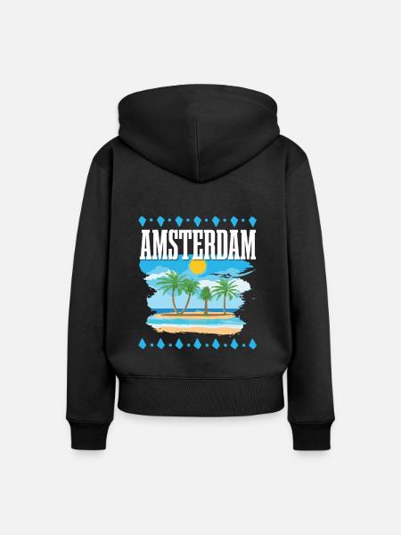 Amsterdam - Frauen Premium Bio Zip Hoodie - Schwarz