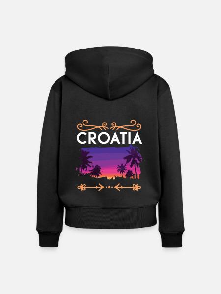 Croatia - Frauen Premium Bio Zip Hoodie - Schwarz