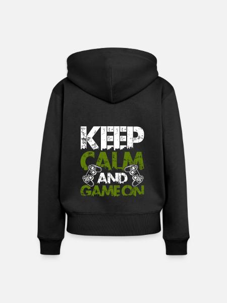 keep calm gamer - Frauen Premium Bio Zip Hoodie - Schwarz