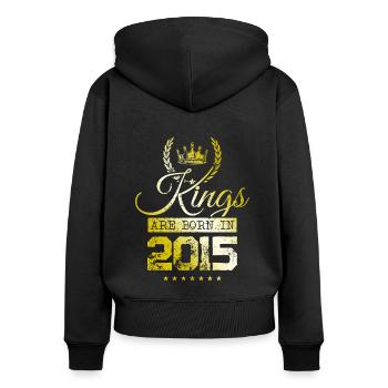 kings are born 2015 - Frauen Premium Bio Zip Hoodie - Schwarz - Hinten - Julia (174cm)