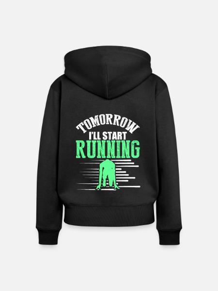 starte morgen rennen - Frauen Premium Bio Zip Hoodie - Schwarz