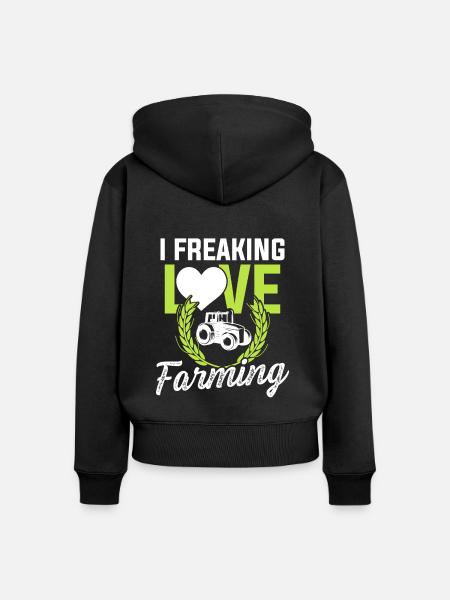ich liebe farming - Frauen Premium Bio Zip Hoodie - Schwarz