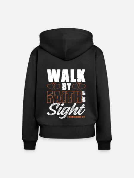 gehe mit glaube - Frauen Premium Bio Zip Hoodie - Schwarz