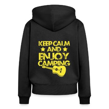 garder le camping calme - Sweat à capuche zippé Premium bio Femme - noir - Dos - Julia (174cm)