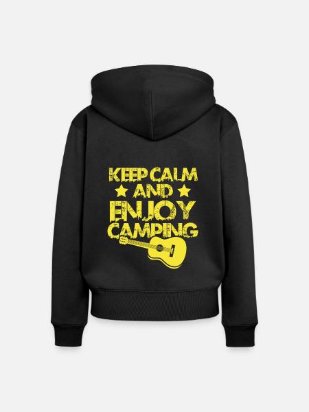 keep calm camping - Frauen Premium Bio Zip Hoodie - Schwarz