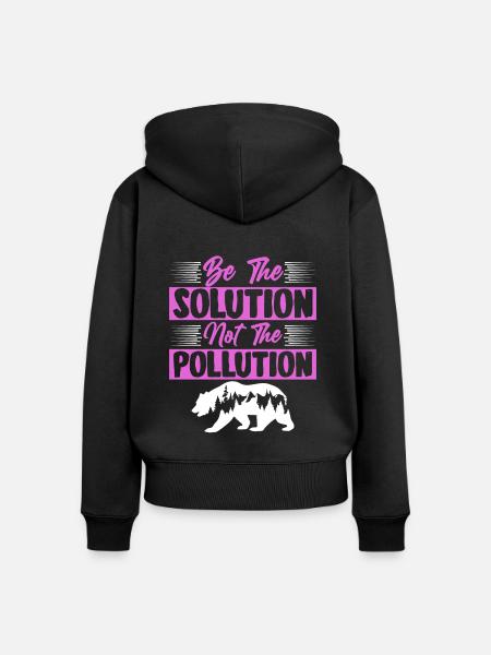 planet verschmutzung - Frauen Premium Bio Zip Hoodie - Schwarz