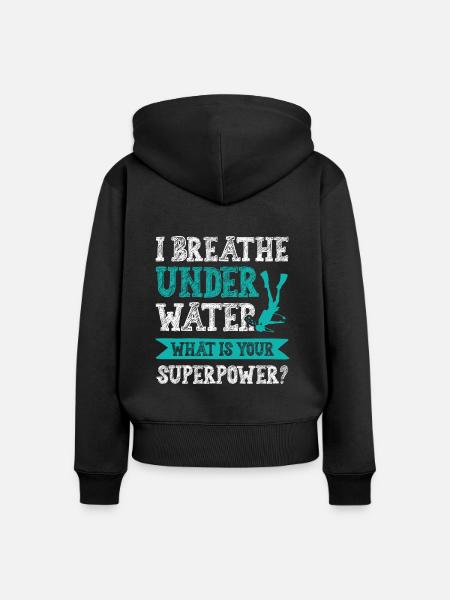 tauchen superpower - Frauen Premium Bio Zip Hoodie - Schwarz
