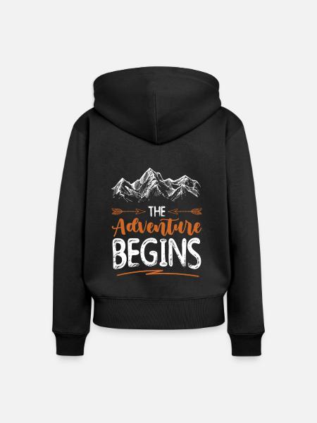 abenteuer beginnt klettern - Frauen Premium Bio Zip Hoodie - Schwarz
