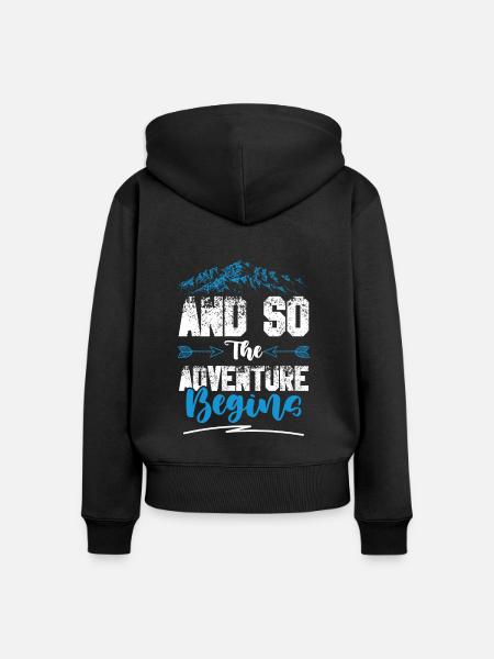 abenteuer beginnt klettern - Frauen Premium Bio Zip Hoodie - Schwarz