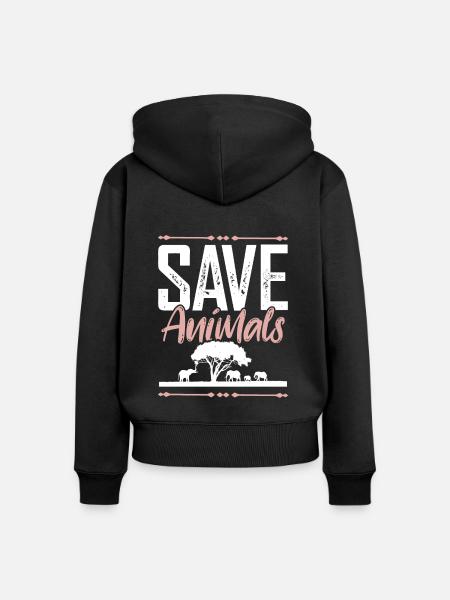 tierschutz spruch - Frauen Premium Bio Zip Hoodie - Schwarz