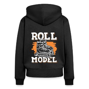 Roller roulant - Sweat à capuche zippé Premium bio Femme - noir - Dos - Julia (174cm)