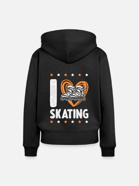 ich liebe skating - Frauen Premium Bio Zip Hoodie - Schwarz