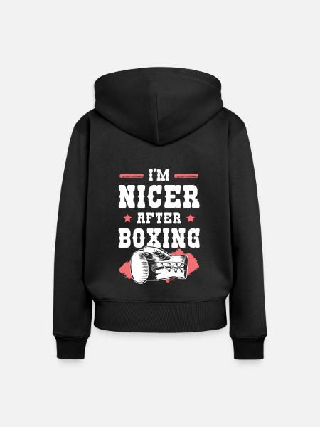 boxer boxen - Frauen Premium Bio Zip Hoodie - Schwarz
