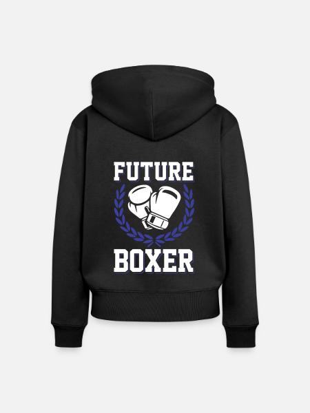 boxer zukunft - Frauen Premium Bio Zip Hoodie - Schwarz