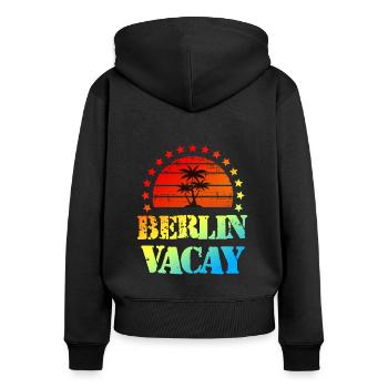 Vacances à Berlin - Sweat à capuche zippé Premium bio Femme - noir - Dos - Julia (174cm)