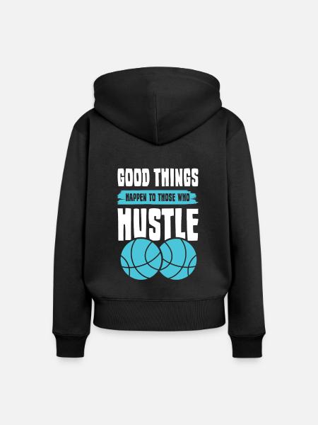 hustle basketball - Frauen Premium Bio Zip Hoodie - Schwarz