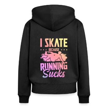 skate skaten - Frauen Premium Bio Zip Hoodie - Schwarz - Hinten - Julia (174cm)