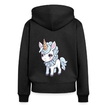 Licorne Bande Dessinée Mignon - Sweat à capuche zippé Premium bio Femme - noir - Dos - Julia (174cm)