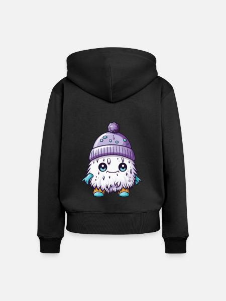 Winter Eskimo Comic Winterlich - Frauen Premium Bio Zip Hoodie - Schwarz