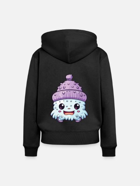 Winter Eskimo Comic Winterlich - Frauen Premium Bio Zip Hoodie - Schwarz